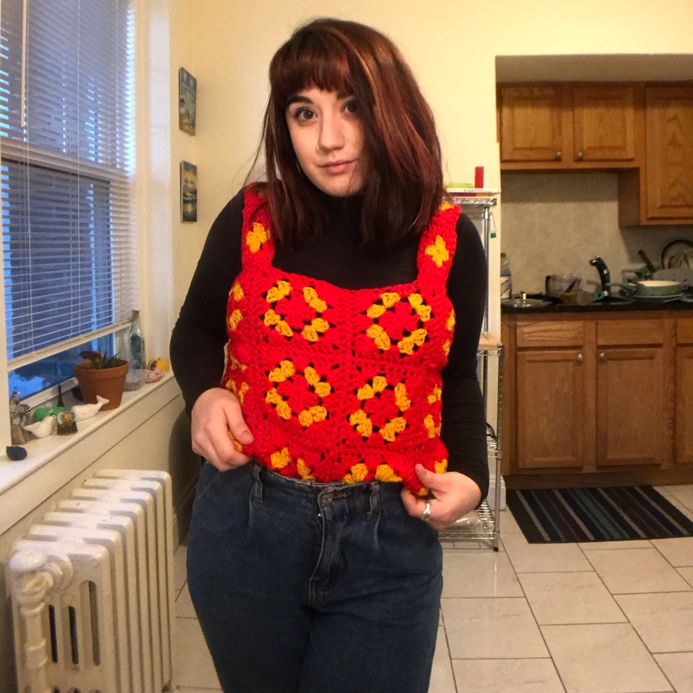 Handmade Red and Gold square top